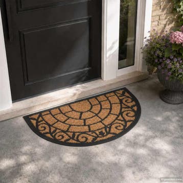 vidaXL Deurmat halfrond 45x75 cm rubber en kokosvezel, Tuin en Terras, Verzenden, Nieuw