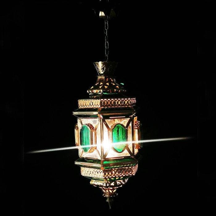 Plafondlamp - Verguld messing - Granadische lantaarnlamp, Antiquités & Art, Curiosités & Brocante