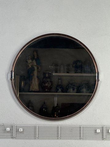 Wandspiegel - kunststof, Glas - Ronde rookglas spiegel met