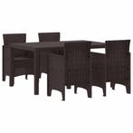 vidaXL Tuin Eettafel Set 5 pcs Bruin Polt riet, Verzenden, Nieuw