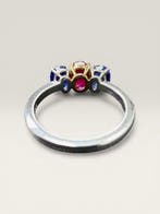 Bague Platine - 3.39ct. tw. Rubis - Saphir