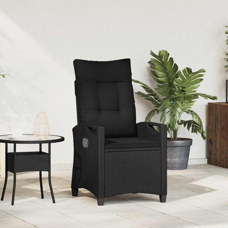 vidaXL Ligstoel voor Tuin Zwart 56 x 60 x 112 cm poly rattan, Tuin en Terras, Tuinstoelen, Nieuw, Verzenden