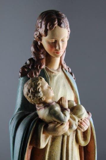 Guelfi - Beeld, Madonna and Child - 41 cm - Gips, Antiek en Kunst
