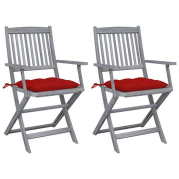 vidaXL Set van 2 klapstoelen met kussens, gemaakt van, Verzenden, Nieuw