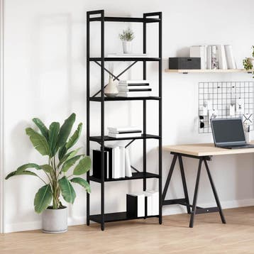 vidaXL Boekenplank 60 x 30 x 189,5 cm Bewerkt hout Zwart, Verzenden