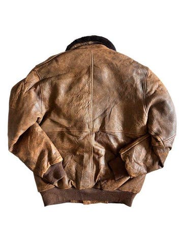 1980s Authentic Aviator Jacket with Shearling Collar –