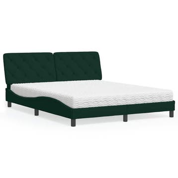 vidaXL Bed met matras fluweel donkergroen 160x200 cm, Huis en Inrichting, Slaapkamer | Bedden, Verzenden, Nieuw