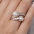 Ring - 18 karaat Witgoud - 0.12ct. tw. Diamant (Natuurlijk)