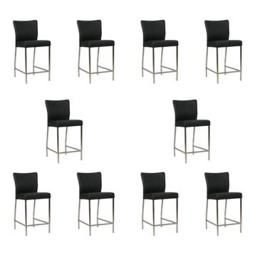 Set van 10 Leren barkrukken Revolt laag - Toledo Nero, Nieuw, Leer, Ophalen of Verzenden, 90 cm of meer