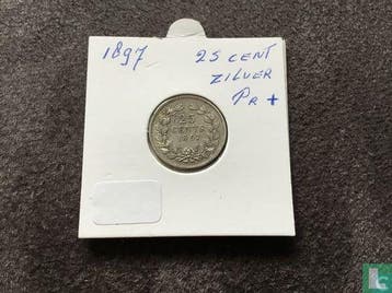 Nederland 25 cents 1897, Verzenden, Losse munt