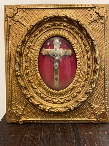 Antiek Crucifix - Hout, Gips, Metaal - 1850-1900 - Antiek