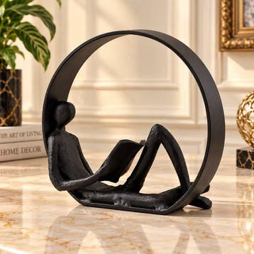 Decoratief ornament - Reader Sculpture Metal Figurine -