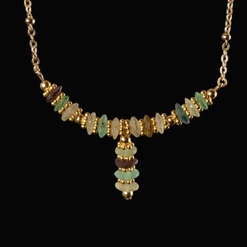 Oud-Romeins Ketting en oorbellen met Romeinse glazen kralen