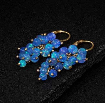 Natuurlijke Ethiopische Blauwe Opal Kraal Oorbellen met