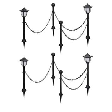 vidaXL Solarlampen 4 st met hekwerk en palen, Tuin en Terras, Verzenden, Nieuw