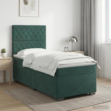 vidaXL Boxspringbed met matras Donkergroen 90 x 200 cm, Verzenden