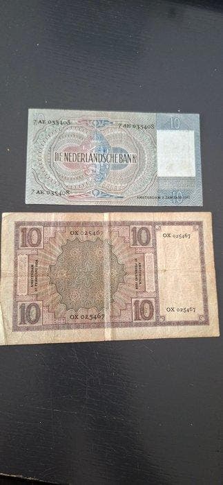 Nederland. - 2 x 10 Gulden 1928,1941 - Nvmh 39, 41 (Zonder