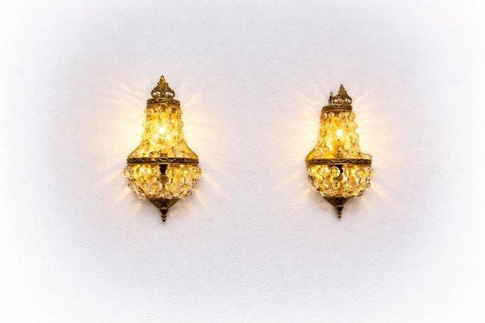 Wandkandelaar (2) - Metaal, Brons, Tranen - Apliques tranen, Antiek en Kunst, Antiek | Overige Antiek