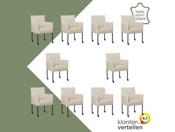 Set van 10 Leren eetkamerstoelen Desire - Toledo Misty, Ophalen of Verzenden