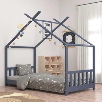 vidaXL Kinderbedframe massief grenenhout grijs 70x140 cm, Kinderen en Baby's, Verzenden, Nieuw