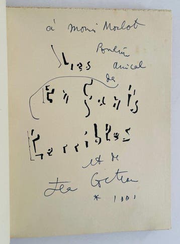 Signed; Jean Cocteau, Envoi autographe signé et daté 1941 –