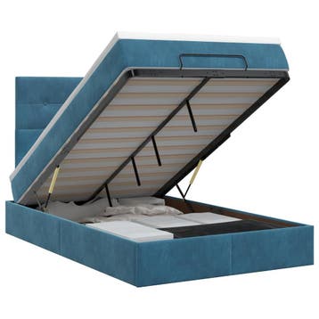 vidaXL Ottoman bed met matras Donkerblauw 120 x 190 cm, Verzenden