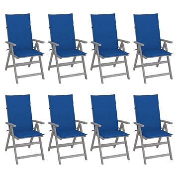 vidaXL Tuinstoelen 8 st verstelbaar met kussens acaciahout, Jardin & Terrasse, Verzenden