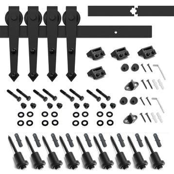 Lendo Online Kit de Ferrures Porte Coulissante 400 cm Noir, Bricolage & Construction
