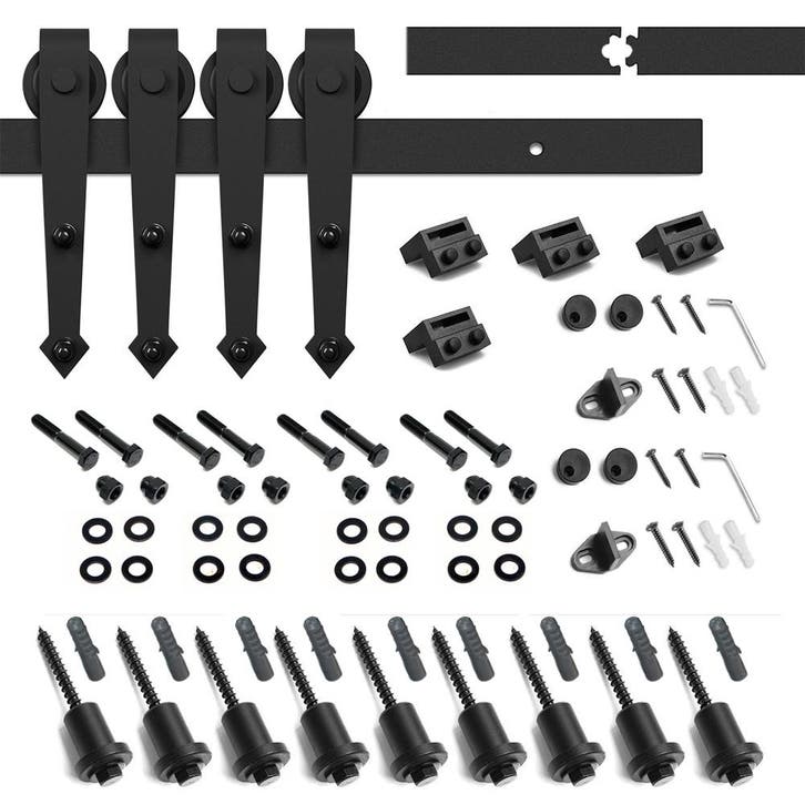 Lendo Online Kit de Ferrures Porte Coulissante 400 cm Noir, Bricolage & Construction, Serrurerie de bâtiment & Dispositif de fermeture