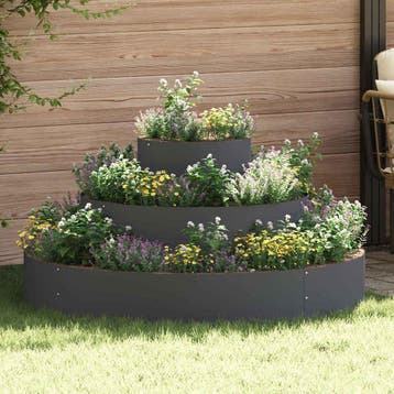 vidaXL Plantenbak Antraciet 120 x 120 x 20 cm Koudgewalst, Tuin en Terras, Verzenden, Nieuw