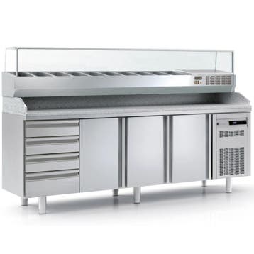 Pizzawerkbank + Opzetkoelvitrine | 800 RANGE | 562L | 3, Verzenden, Nieuw in verpakking
