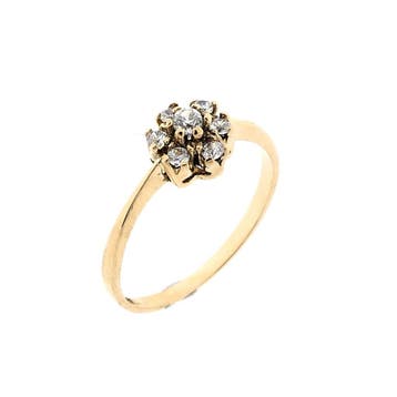 Gouden ring met zirconia; 14 karaat; ringmaat 16, Handtassen en Accessoires, Gebruikt, Ophalen of Verzenden, Kleiner dan 17, Met edelsteen