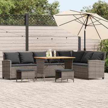 vidaXL 4-delige Tuinbankstel met kussens L-vormig poly, Verzenden