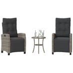 vidaXL 3-delige Bistroset met kussens poly rattan grijs, Verzenden