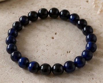 Zeldzame Blauwe Tijgeroog Kralen Stretcharmband – 10 mm