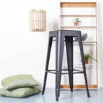 Stapelbare metalen barkruk | Zwart | Horeca | Op voorraad, Verzenden, 60 tot 90 cm, Nieuw, 1 kruk