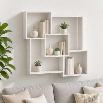 vidaXL Wandplank Wit 98 x 17 x 91 cm Bewerkt hout, Verzenden, Nieuw
