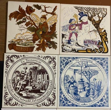 Vintage Tegel (20) - ambachten, beroepen, schepen,, Antiek en Kunst
