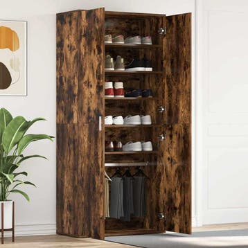 vidaXL Schoenenkast 80 x 39 x 178 cm Bewerkt hout Rook Eiken, Verzenden