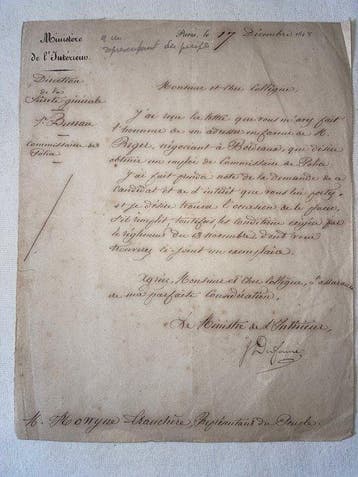 Jules Dufaure, avocat, ministre - Lettre signée à Jules, Nieuw