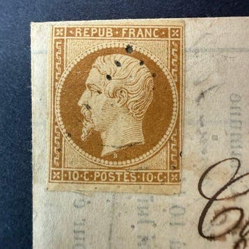 Frankrijk - Yvert 9 Napoléon République 10c bistre alleen
