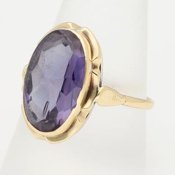 Bague - 14 carats Or jaune - Saffier, Nieuw