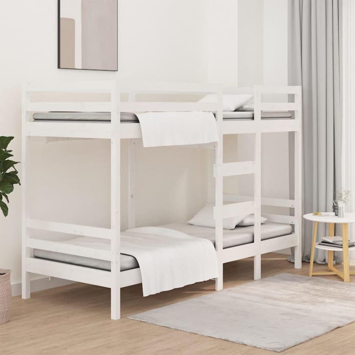 vidaXL Stapelbed 90x190 cm massief grenenhout wit, Huis en Inrichting, Slaapkamer | Bedden, Nieuw, Verzenden