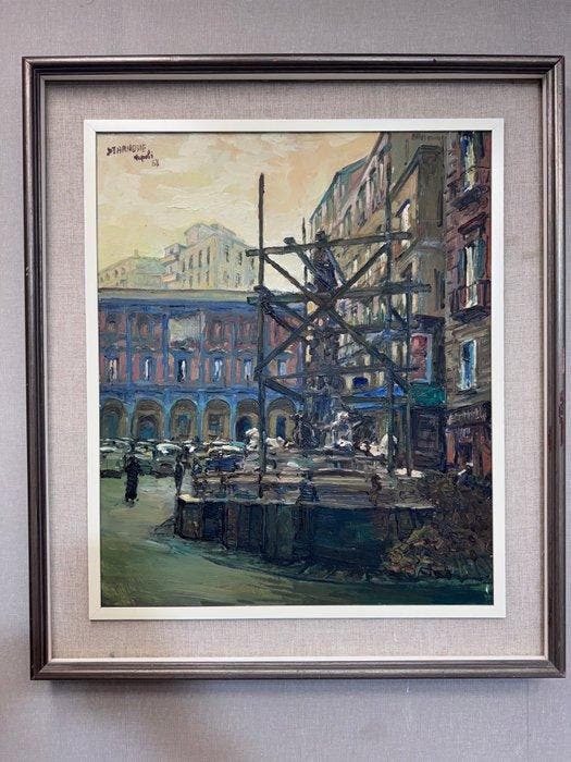 Federico Starnone (1917-1998) - Napoli- Restauri a Piazzetta, Antiek en Kunst, Kunst | Schilderijen | Klassiek