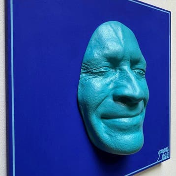gregos - Blue light smile on blue background-blue light line