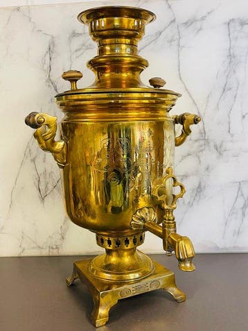 Samovar - Zeldzame keizerlijk-Russische messing, Antiek en Kunst