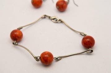 Corail - Lot de bijoux en corail rouge : boucles doreilles