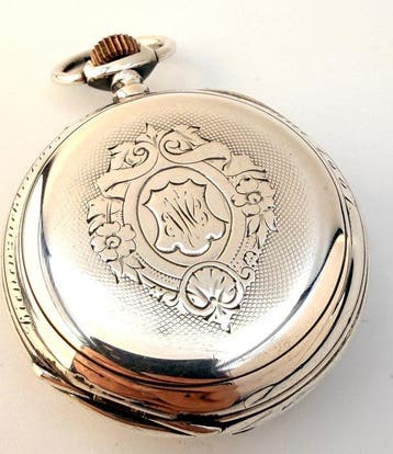 Antique 800 Silver Double Calendar - Pocket Watch –, Nieuw