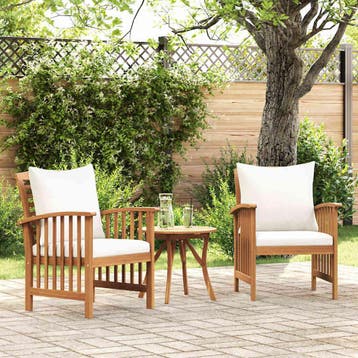 vidaXL Tuinstoelen 2 st met kussens massief acaciahout, Verzenden