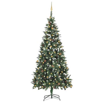 vidaXL Kunstkerstboom met verlichting en kerstballen 210 cm, Verzenden